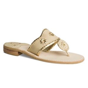 Jack Rogers Jacks Flat Sandals in Gold/Tan 7.5